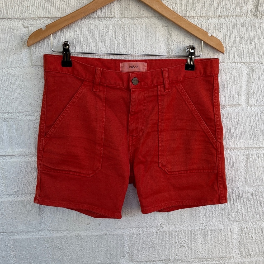 ba&sh Cotton Vibrant Red Jean Cargo Shorts sz 0